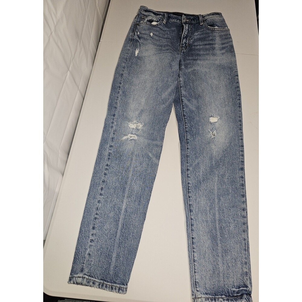 Lucky Brand Jeans Women's 6 28 High Rise Straight Leg Blue Distressed Grunge 90s
